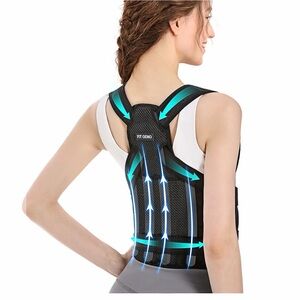 Fit Geno Posture Corrector Back Brace Black Medium